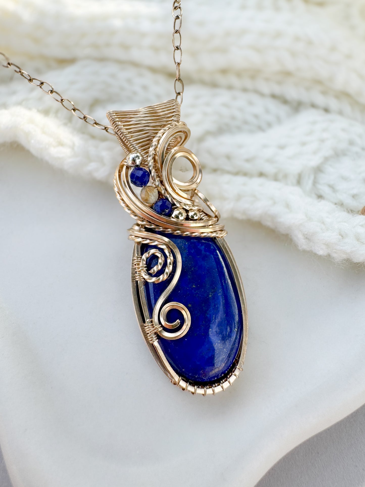 Lapis Lazuli & Citrine 14k Gold Filled Necklace