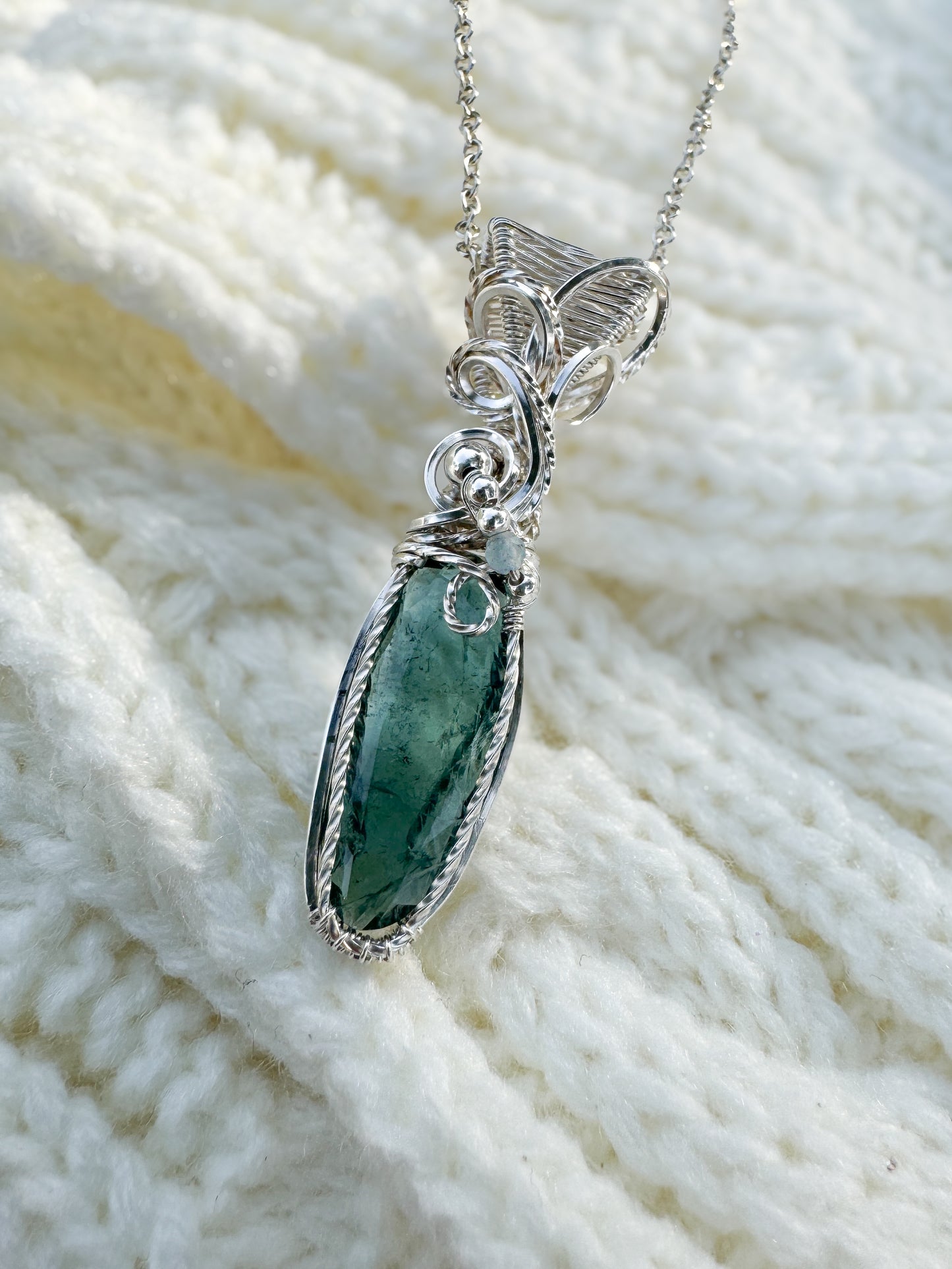 Blue/Green Tourmaline ( From Nigeria) & Aquamarine 0.925 Sterling Silver Necklace