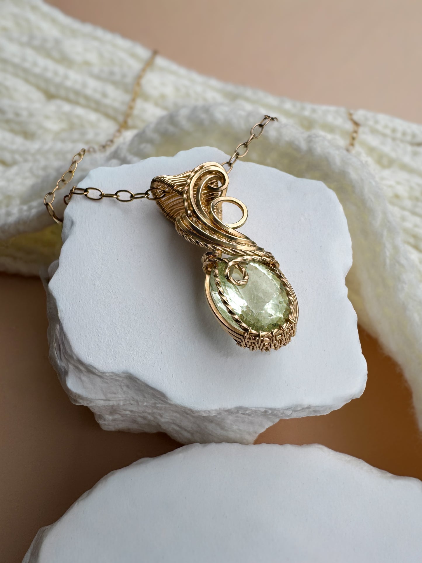 Dainty Green Beryl 14k Gold Filled Necklace