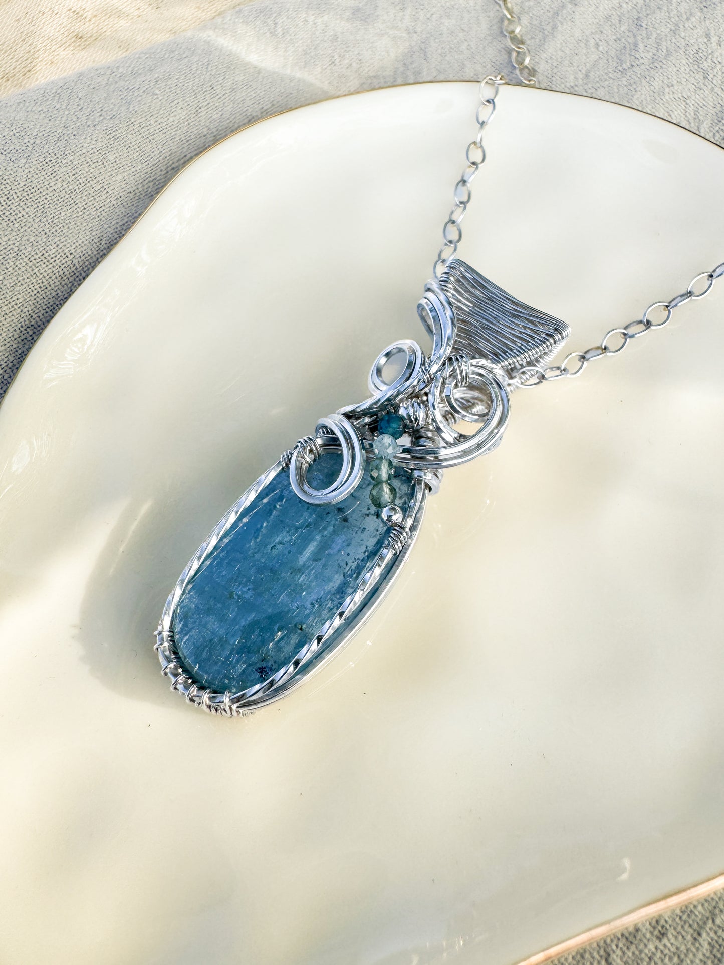 Blue Kyanite, Green Apatite & Blue Apatite Necklace
