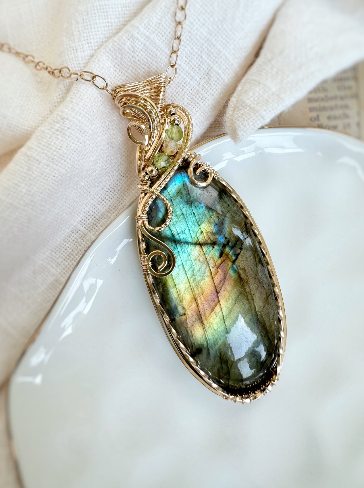 Labradorite, Peridot & Citrine Necklace in 14k Gold Filled