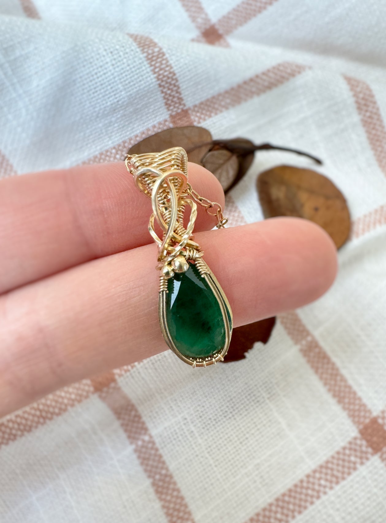 Dainty Emerald Necklace in 14k Gold Filled
