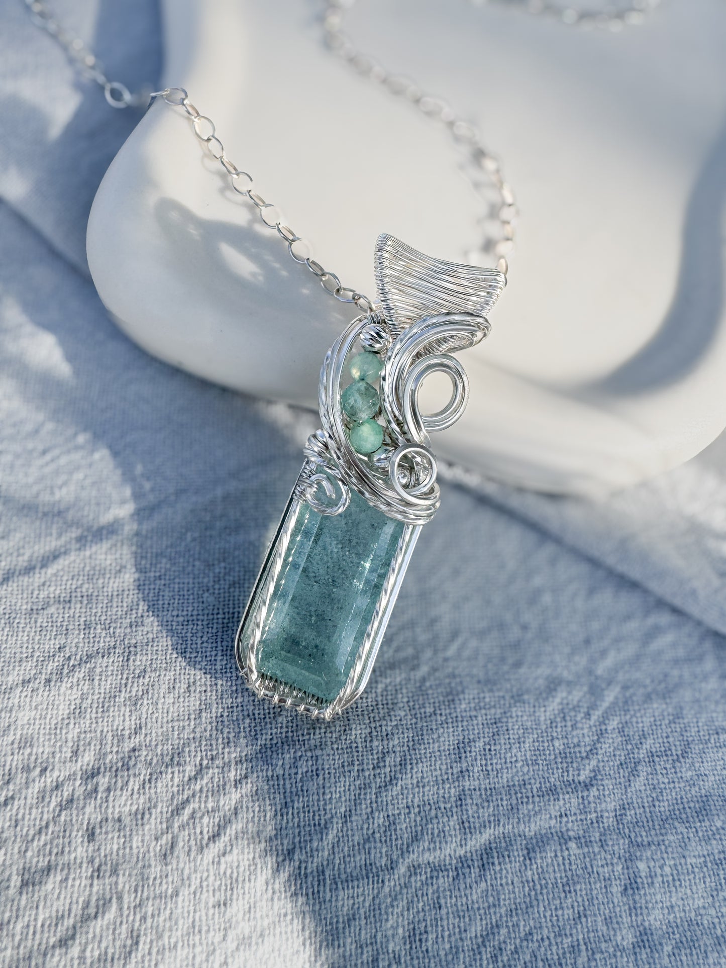 Faceted Aquamarine, Aqua Apatite & Chrysoprase Necklace