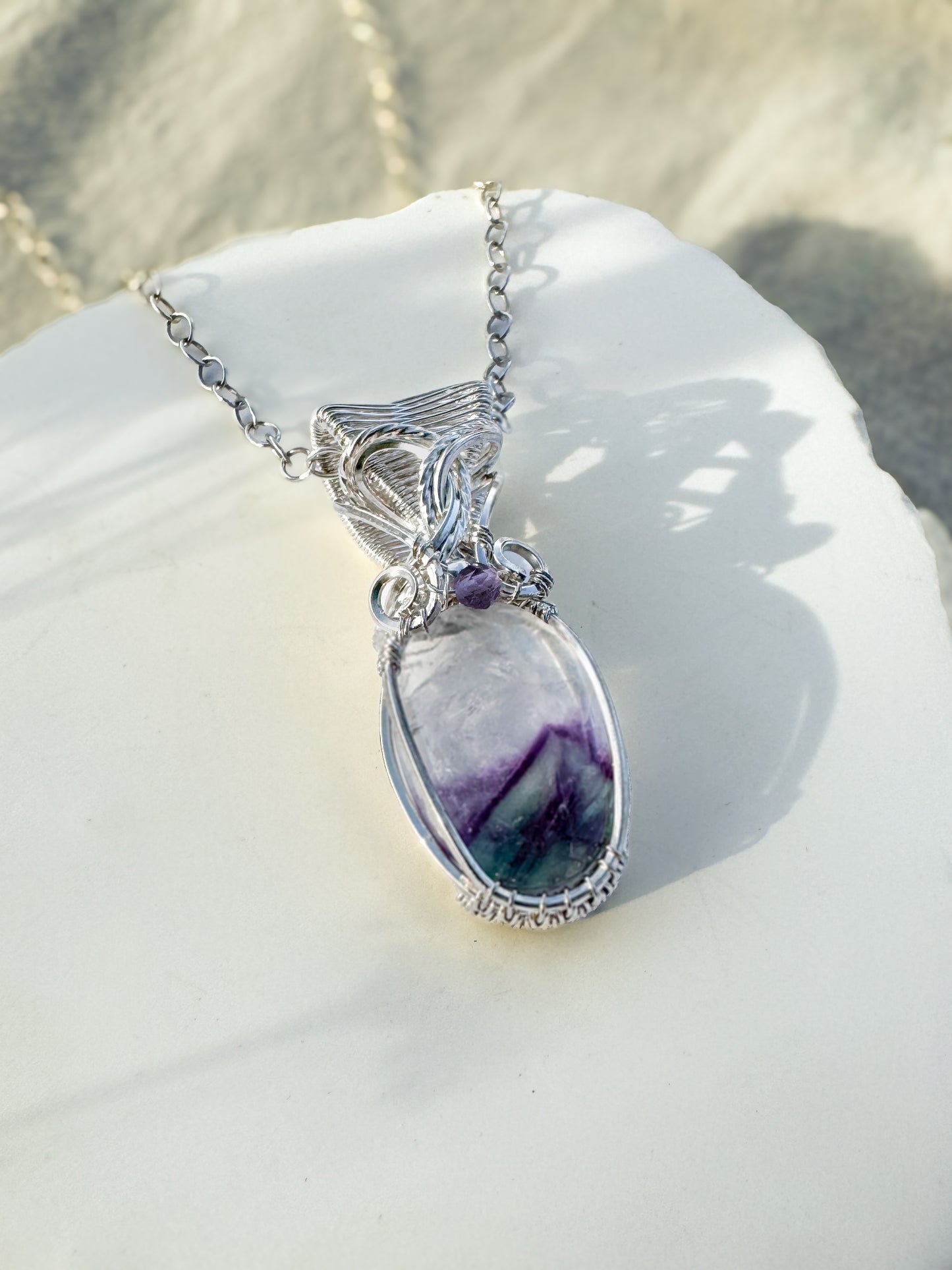 Fluorite & Amethyst Necklace