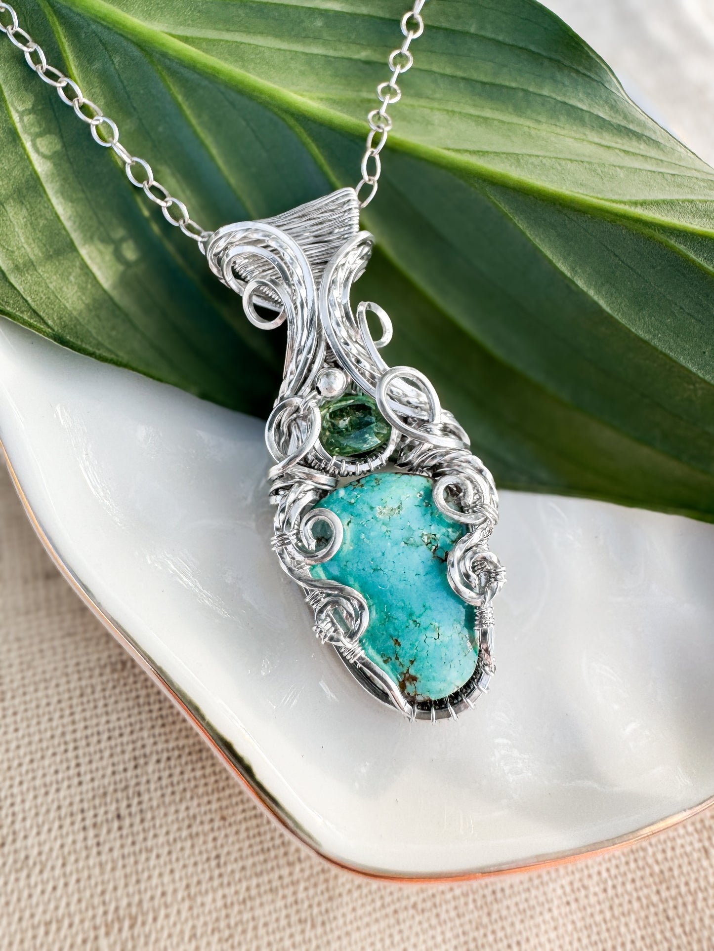 #8 Nevada Turquoise & Green Tourmaline (Nigeria) Necklace