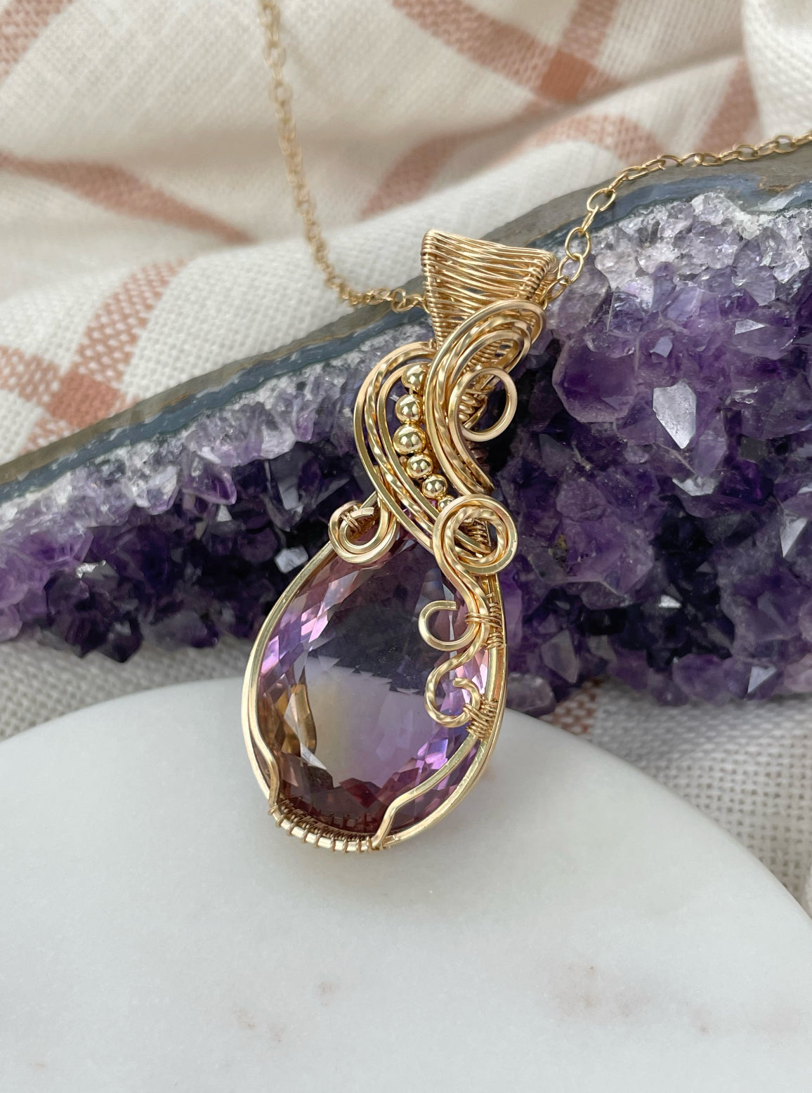 Genuine Ametrine Necklace in 14k Gold Filled