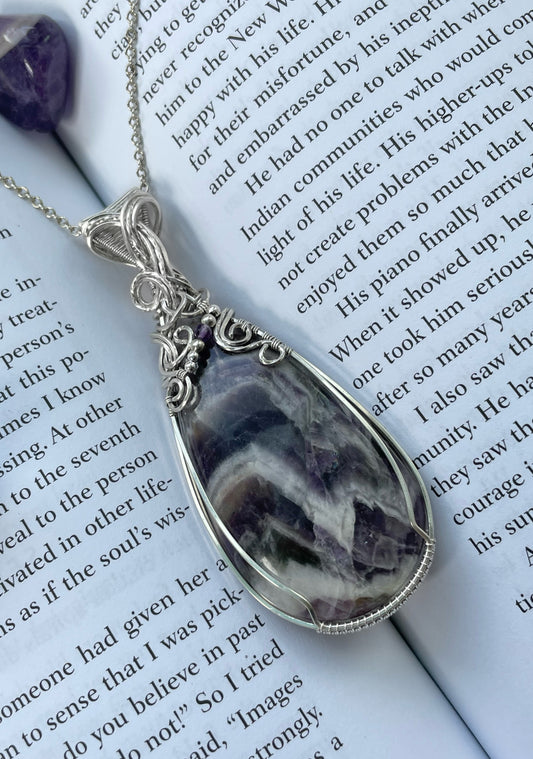 Chevron Amethyst Statement Necklace in 0.925 Sterling Silver