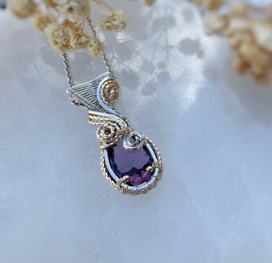 Amethyst & Purple Mica Necklace in 14k Gold Filled & Argentium Silver