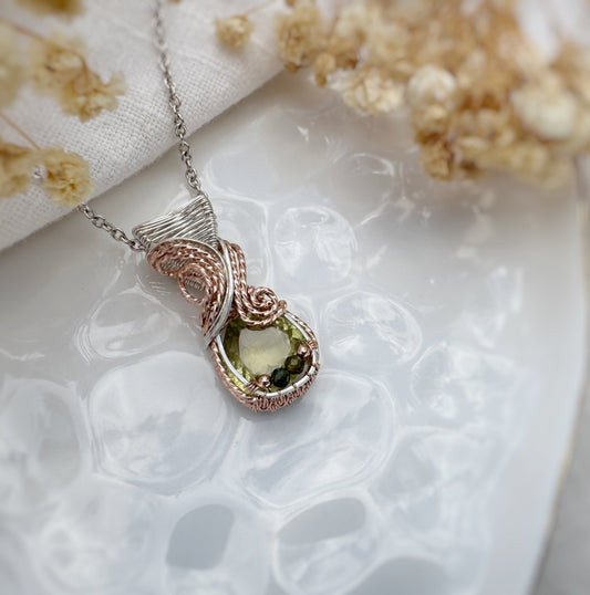 Yellow/Green Apatite & Green Tourmaline Necklace in 14k Gold Filled