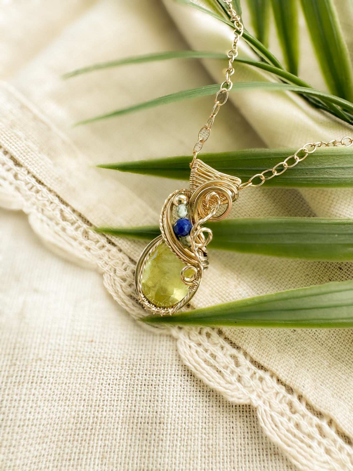 Beryl (From Africa), Green Apatite & Lapis Lazuli in 14k Gold Filled