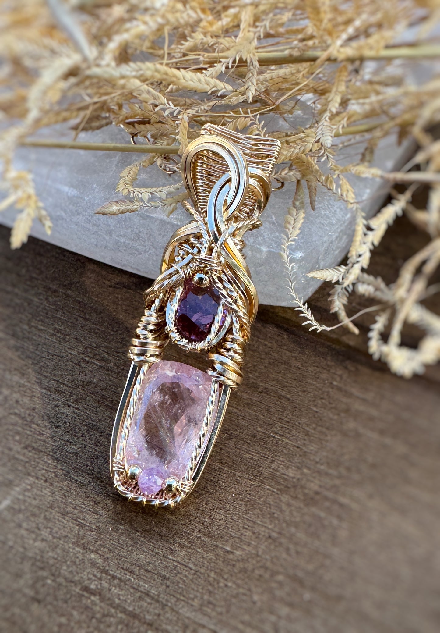 Morganite, Pink Tourmaline & Purple Mica Necklace