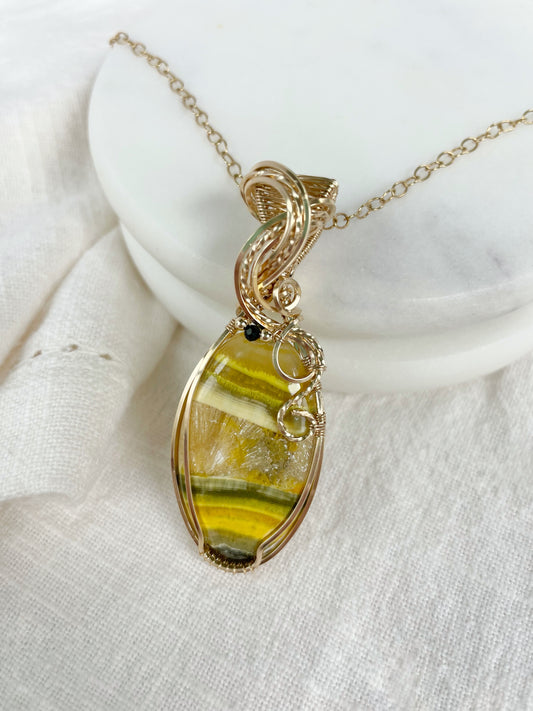 Bumblebee Jasper & Black Onyx Necklace in 14k Gold Filled