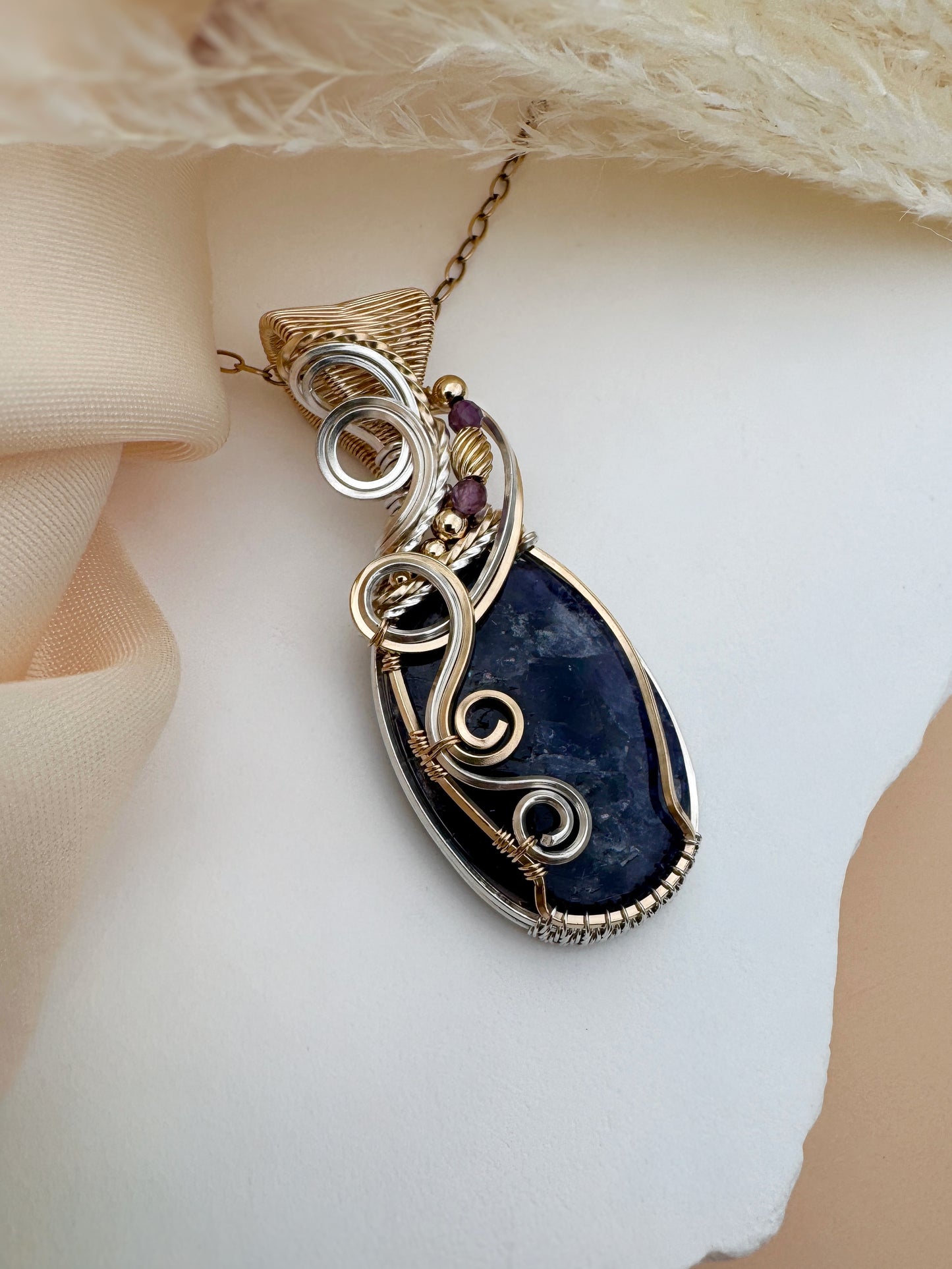 Iolite & Amethyst 14k Gold Filled Necklace