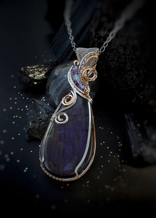 Labradorite, Tanzanite, Amethyst & Aquamarine in Argentium Silver & 14k Rose Gold Filled