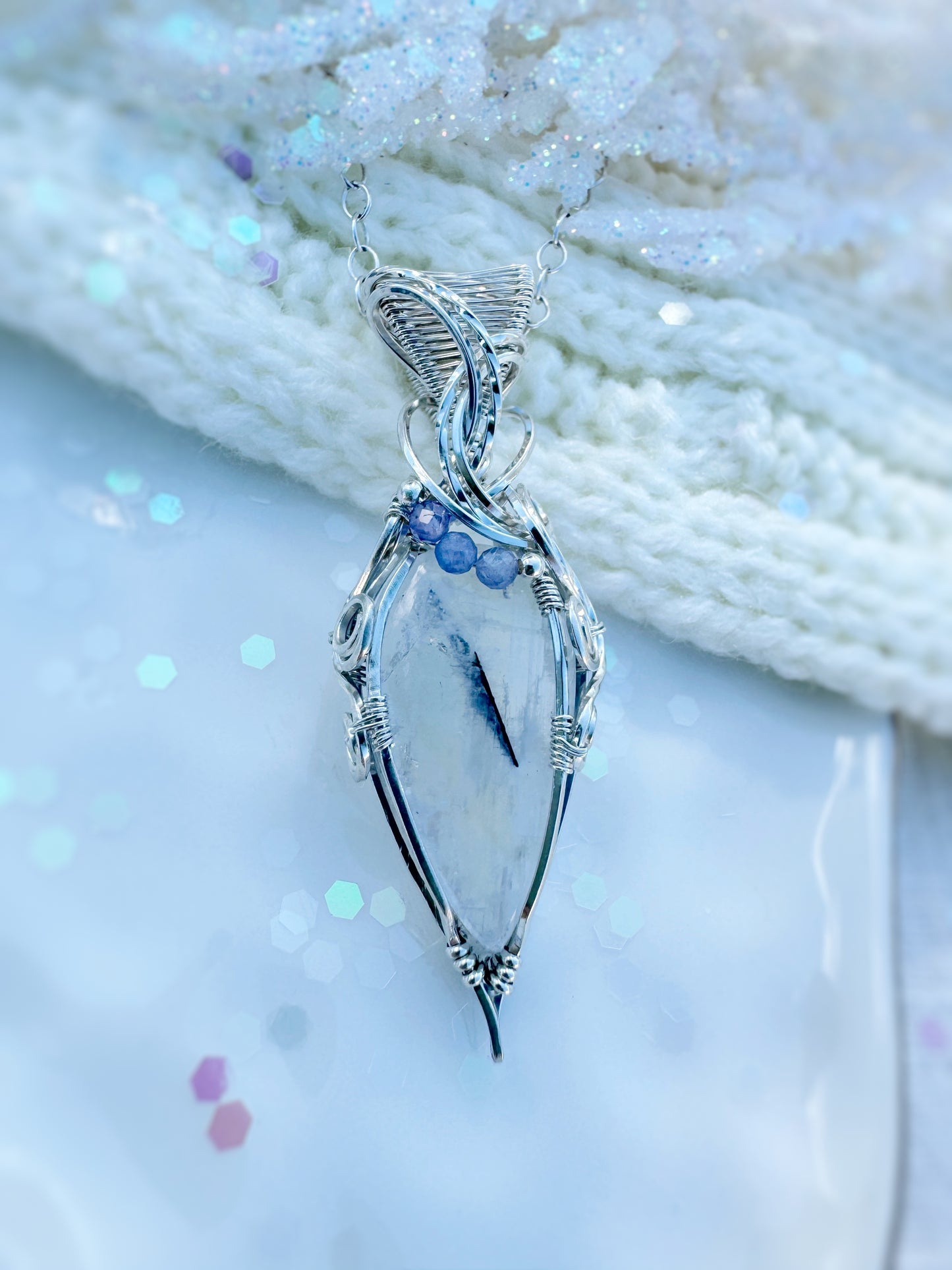 Moonstone & Tanzanite Necklace in 0.925 Sterling Silver