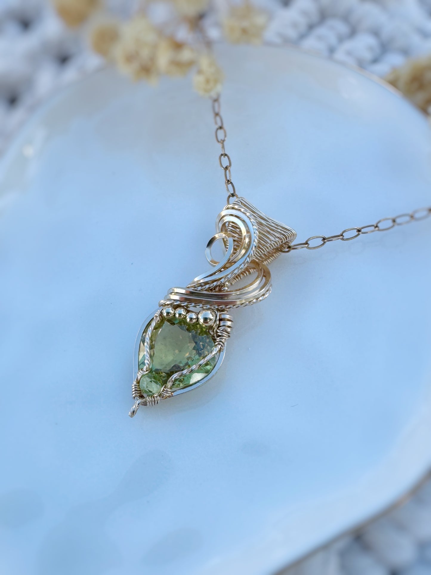 Yellow/Green Apatite & Peridot Necklace in 14k Gold Filled