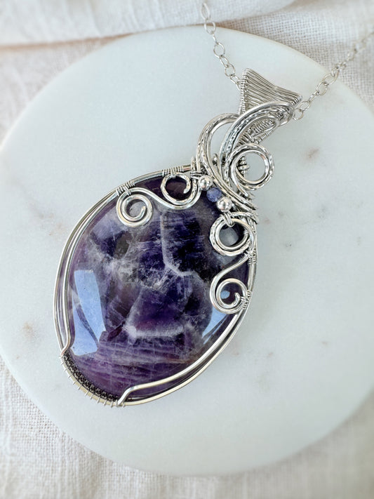 Amethyst & Tanzanite Statement Necklace in 0.925 Sterling Silver