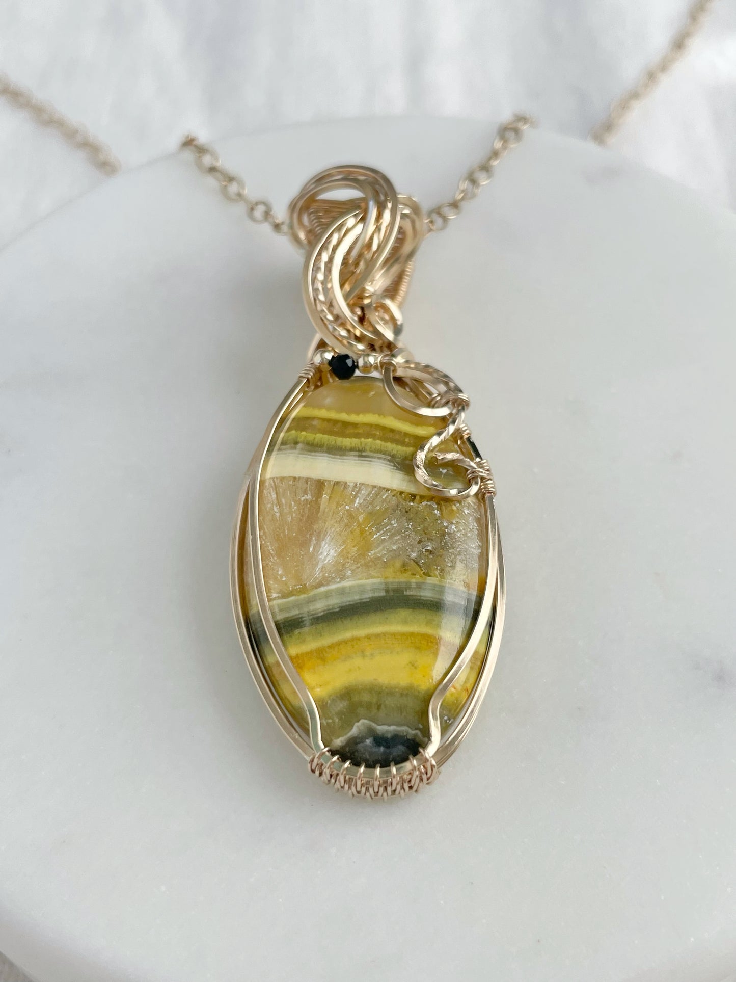 Bumblebee Jasper & Black Onyx Necklace in 14k Gold Filled