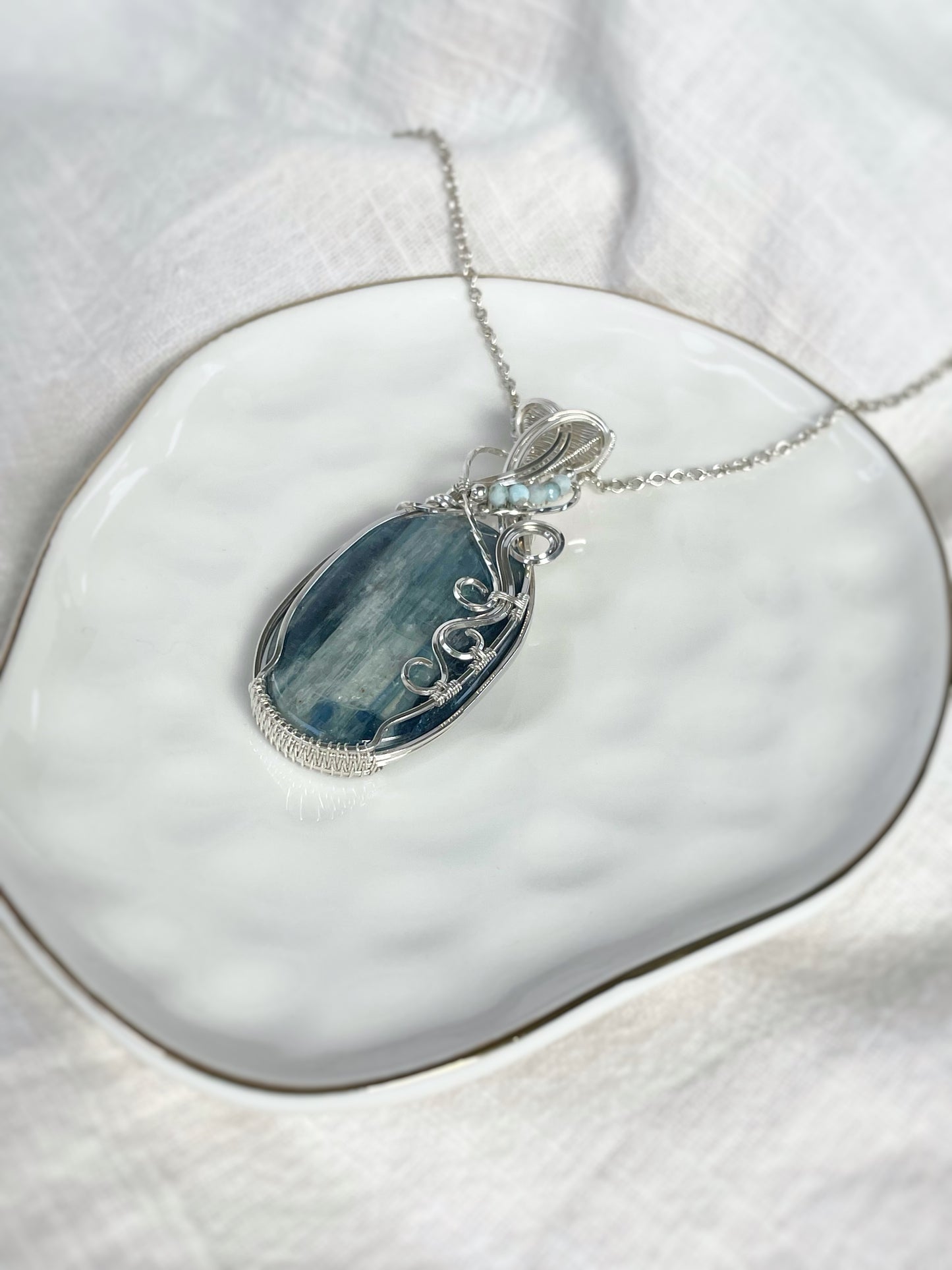 Blue Kyanite & Larimar Necklace in Argentium Silver
