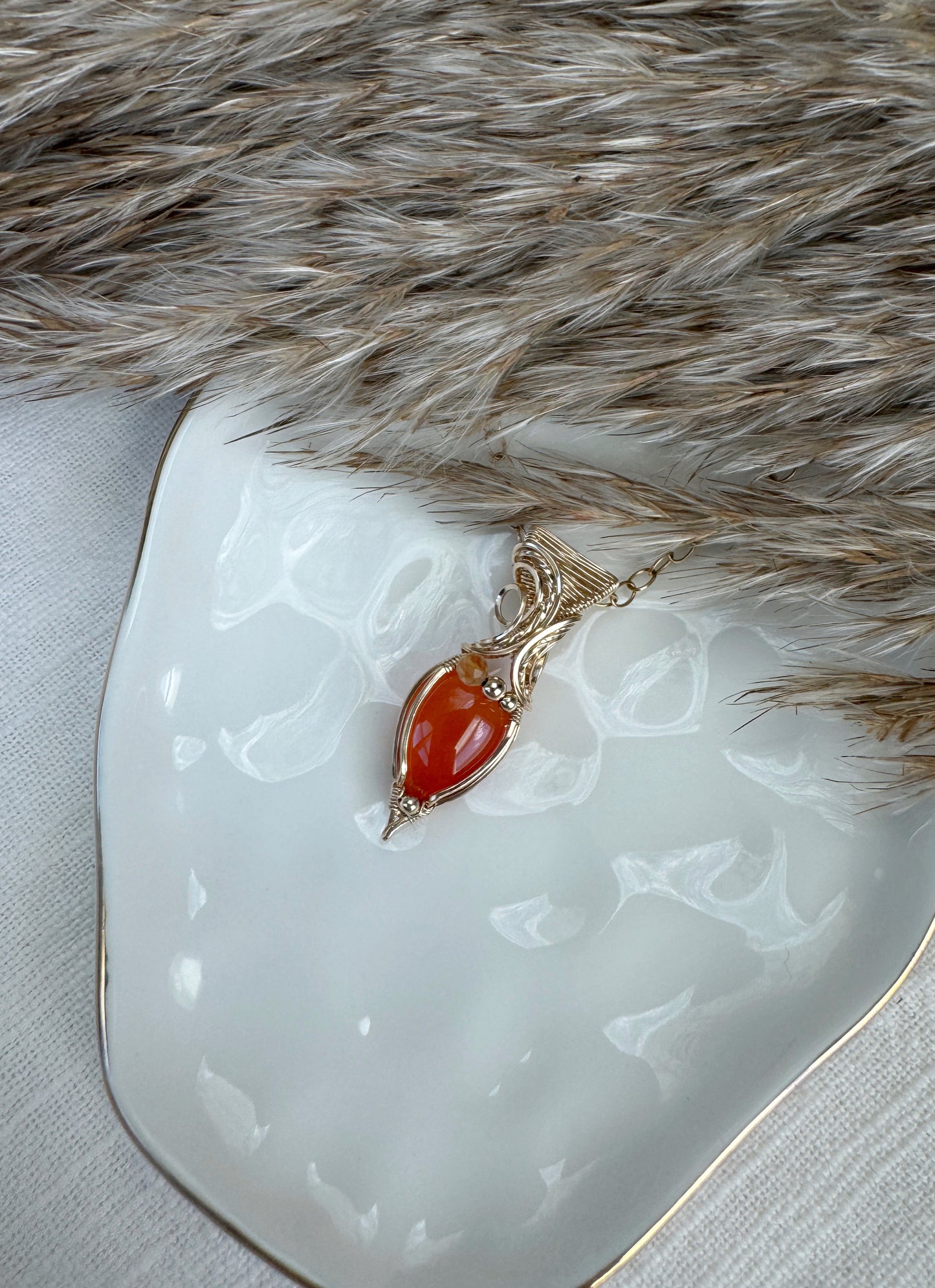 Dainty Carnelian & Citrine Necklace in 14k Gold Filled
