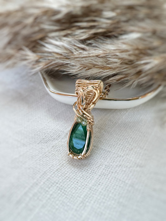 Dainty Emerald & Peridot Necklace in 14k Gold Filled