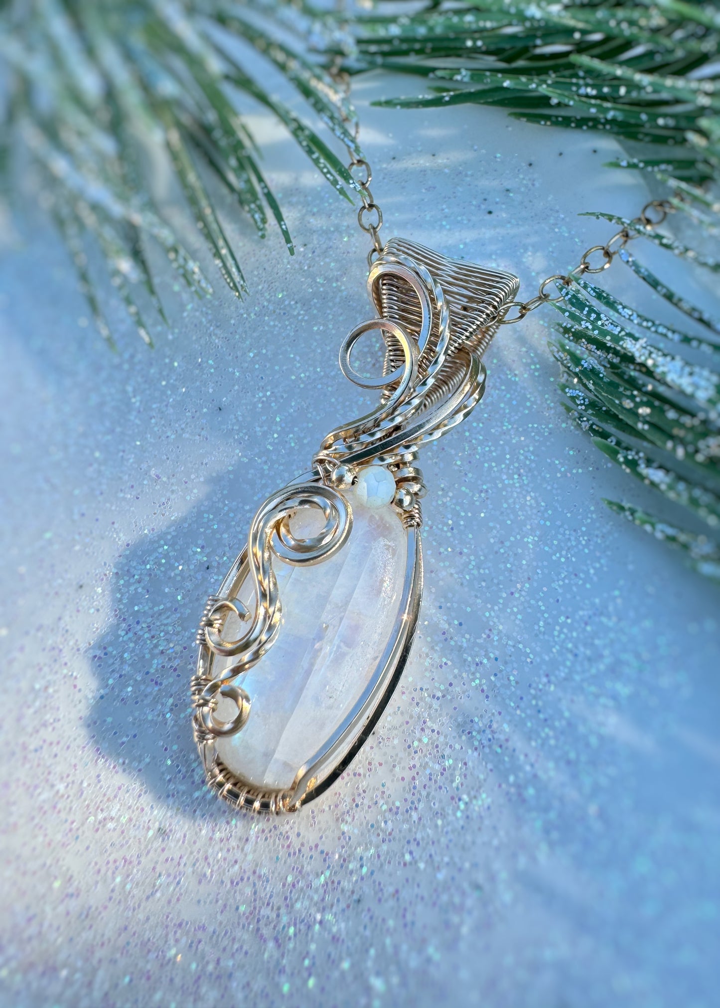 Moonstone & Pearl Necklace in 14k Gold Filled