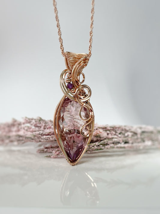 Faceted Ametrine & Amethyst Necklace in 14k Rose Gold Filled