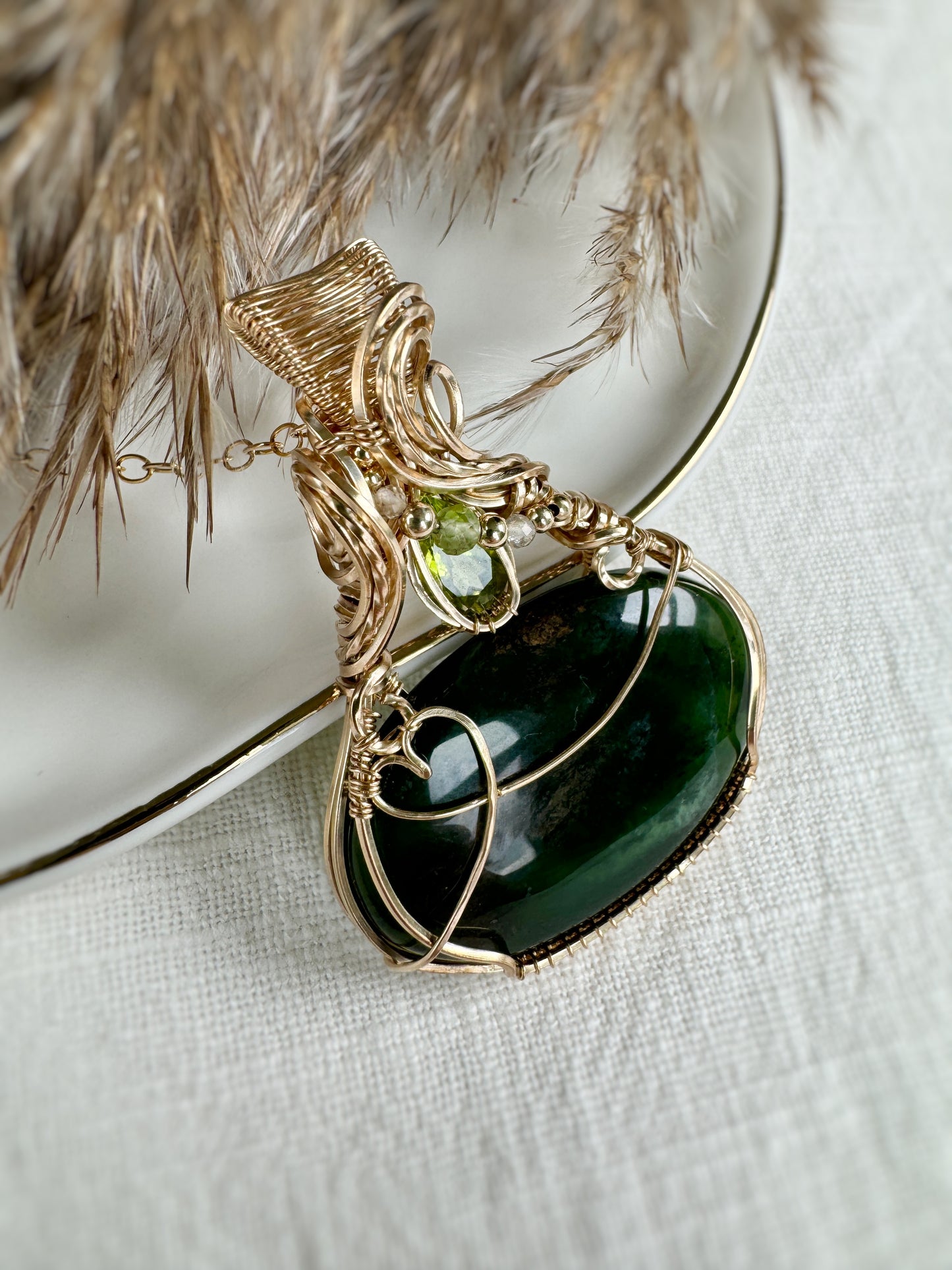 Serpentine, Peridot & Citrine Necklace in 14k Gold Filled