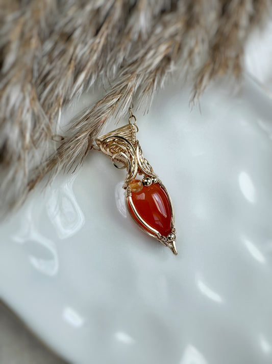 Dainty Carnelian & Citrine Necklace in 14k Gold Filled