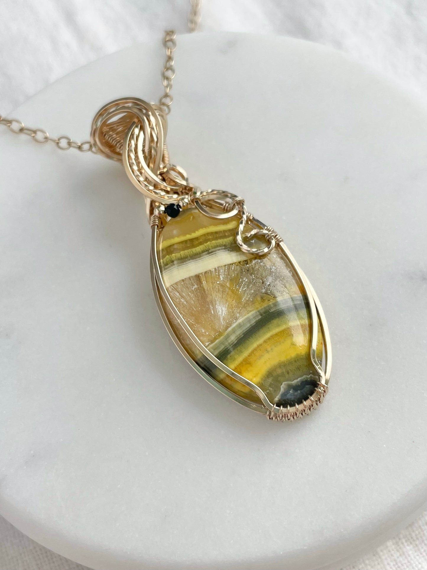 Bumblebee Jasper & Black Onyx Necklace in 14k Gold Filled