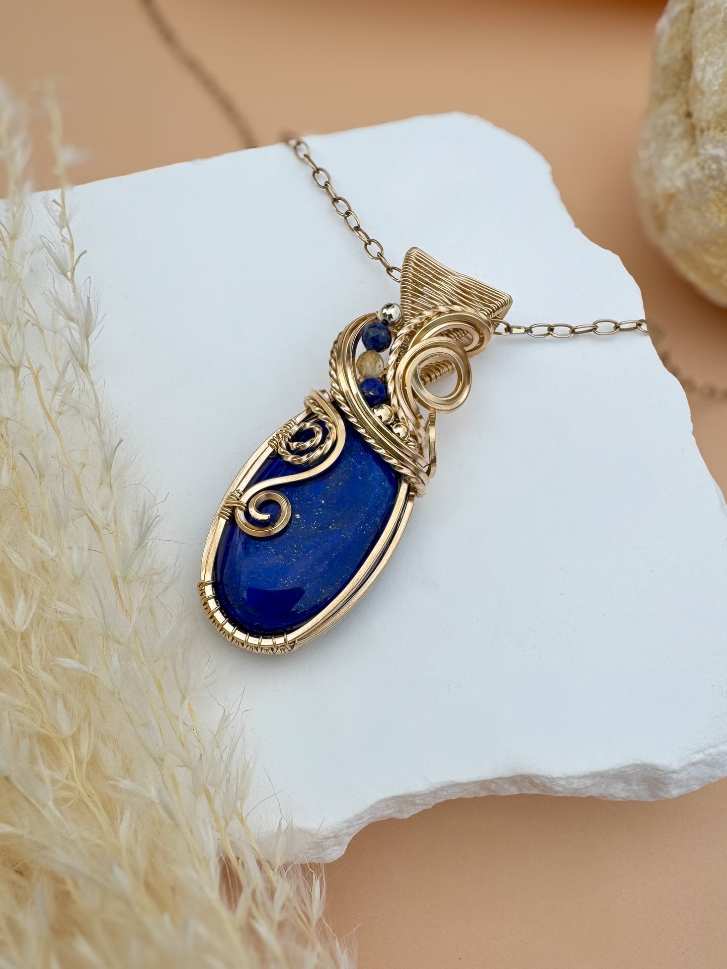 Lapis Lazuli & Citrine 14k Gold Filled Necklace