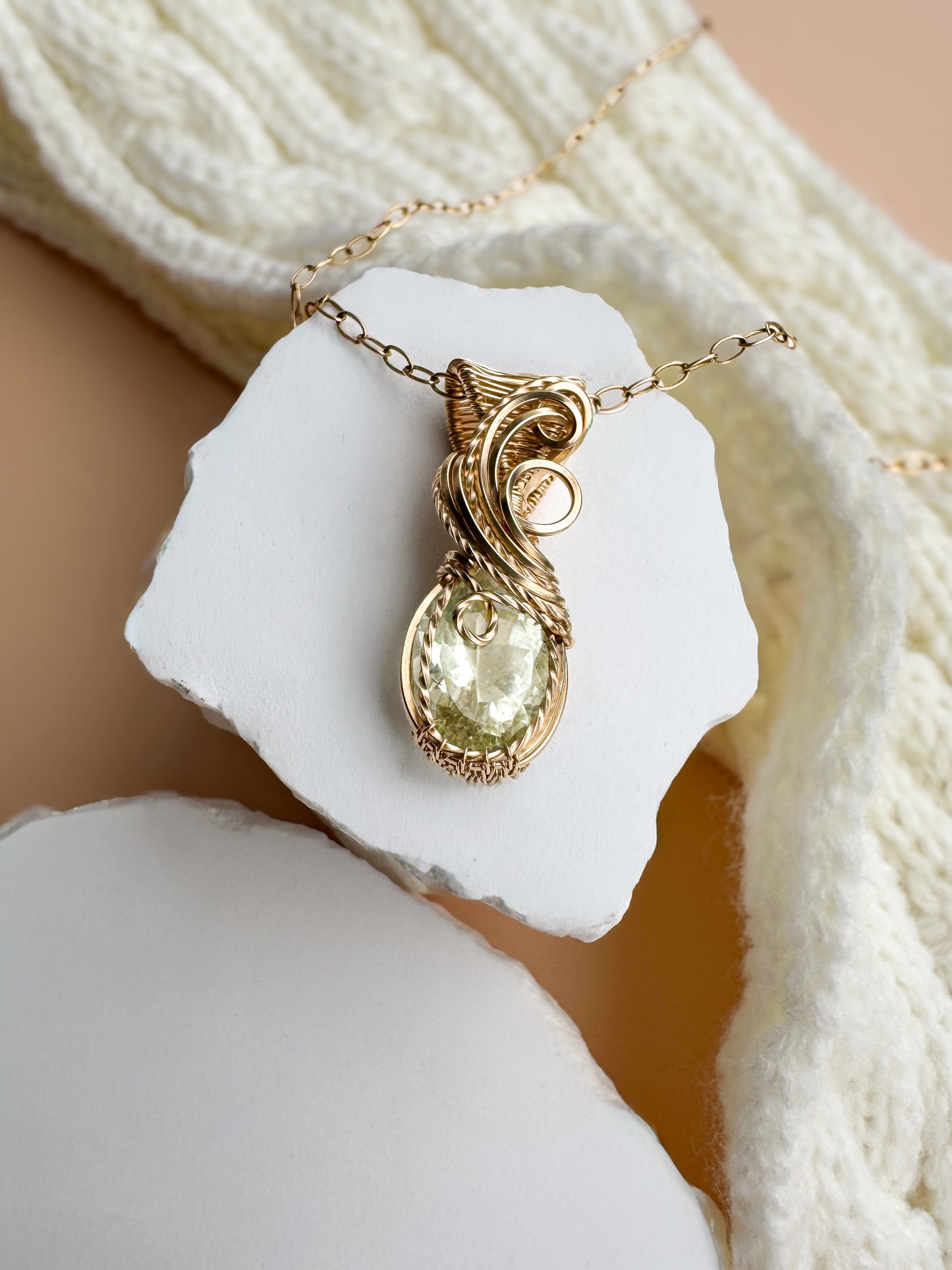 Dainty Green Beryl 14k Gold Filled Necklace