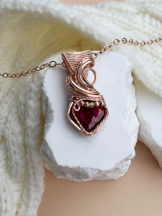 High Grade Andesine & Peridot 14k Rose Gold Filled Necklace