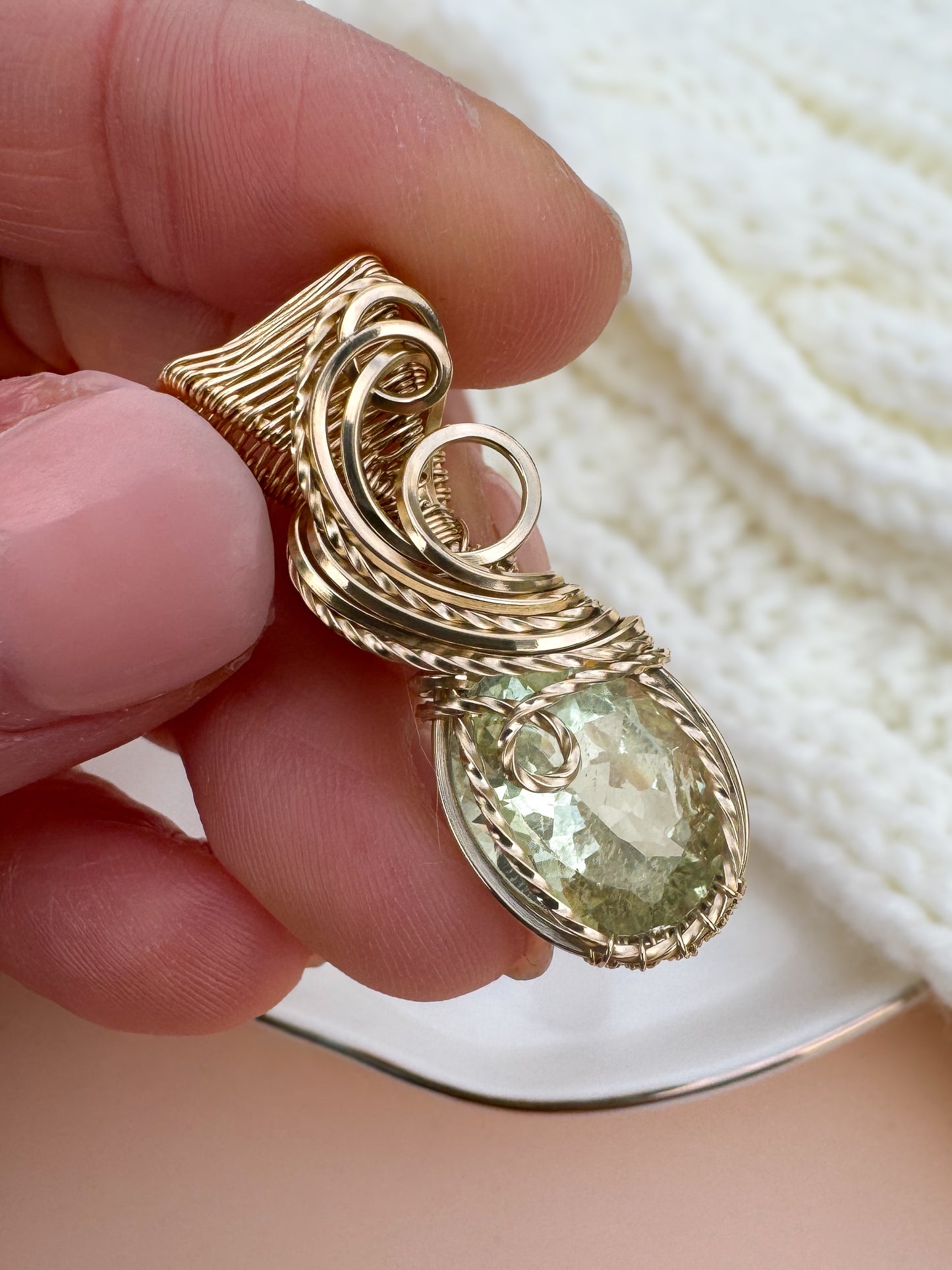 Dainty Green Beryl 14k Gold Filled Necklace