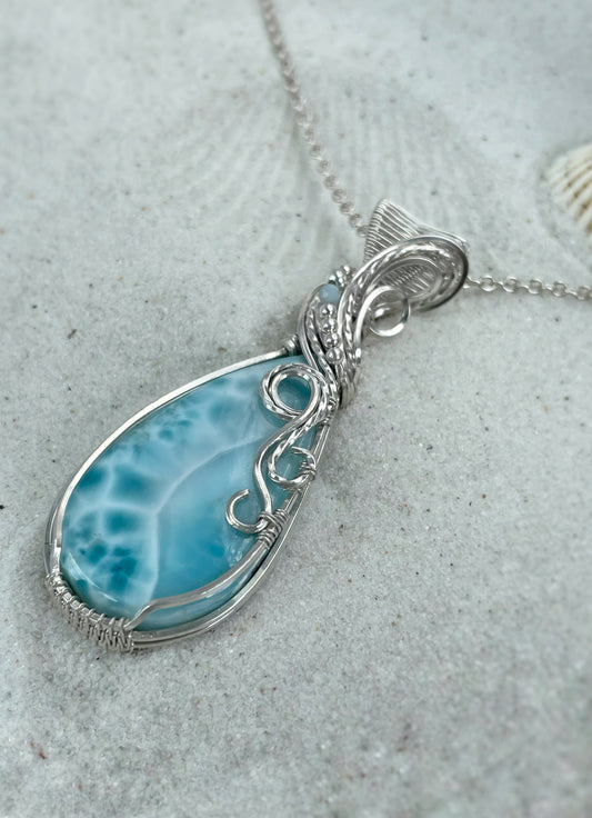 Larimar & Aquamarine Necklace in Argentium Silver