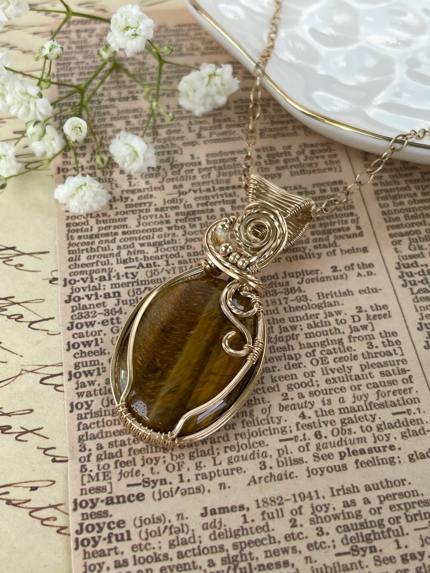 Tiger's Eye & Citrine Necklace in 14k Gold Filled