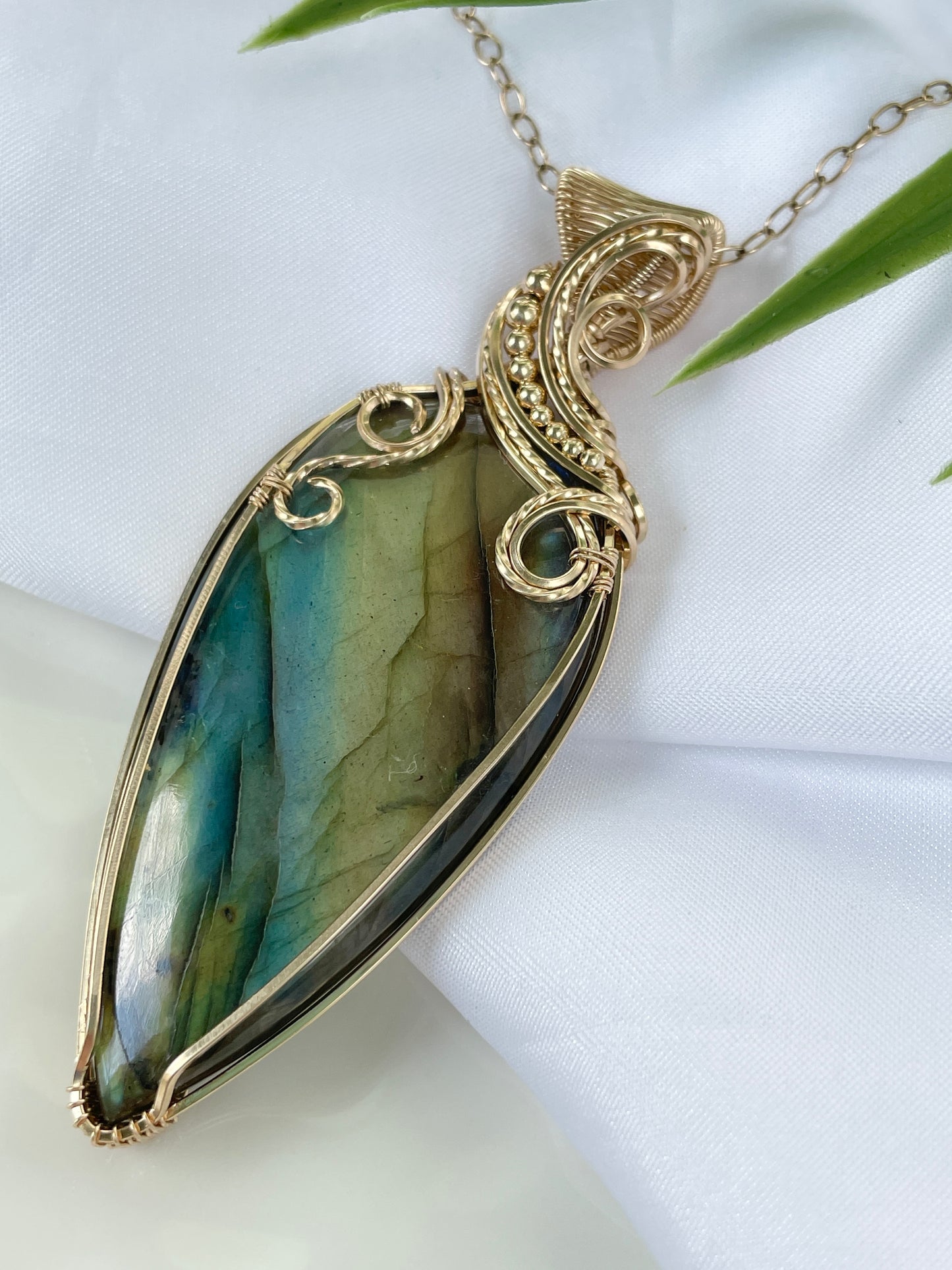 Multi-colored Labradorite Statement Piece Necklace in 14k Gold Filled