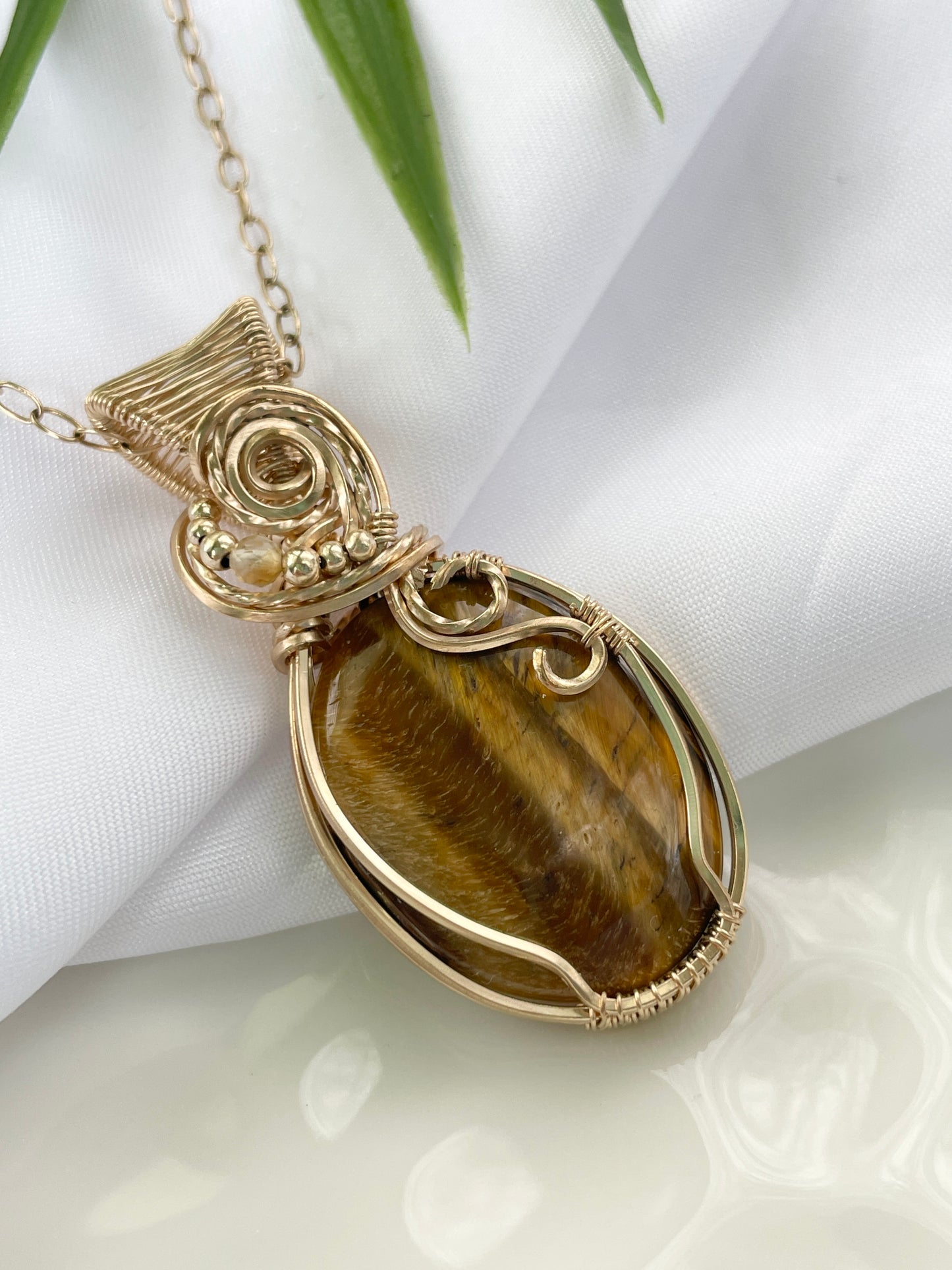 Tiger's Eye & Citrine Necklace in 14k Gold Filled