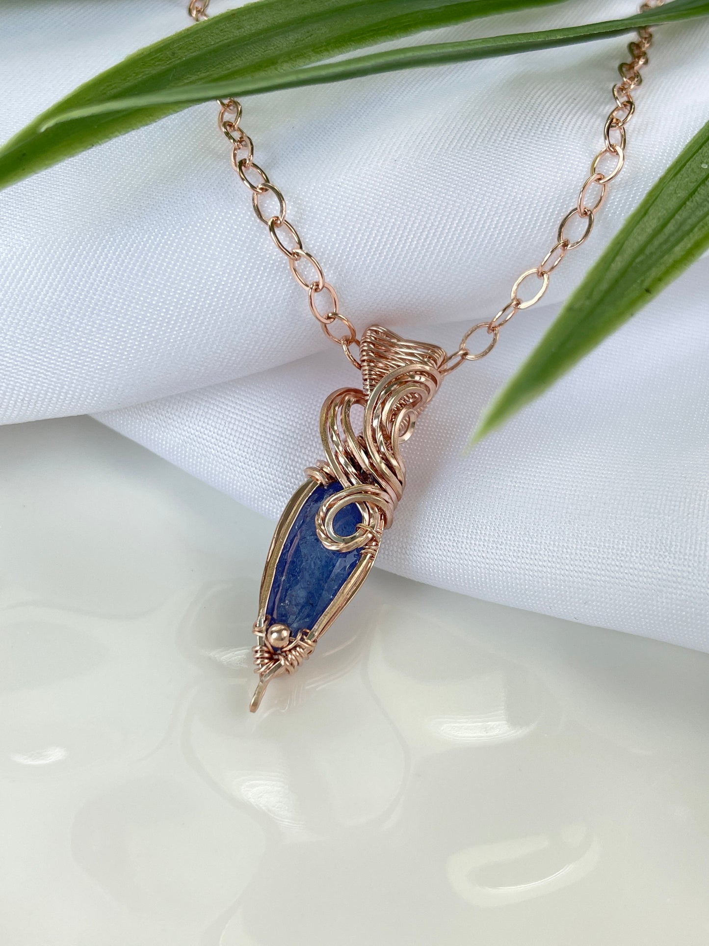 Dainty Tanzanite Necklace in 14k Rose Gold Filled