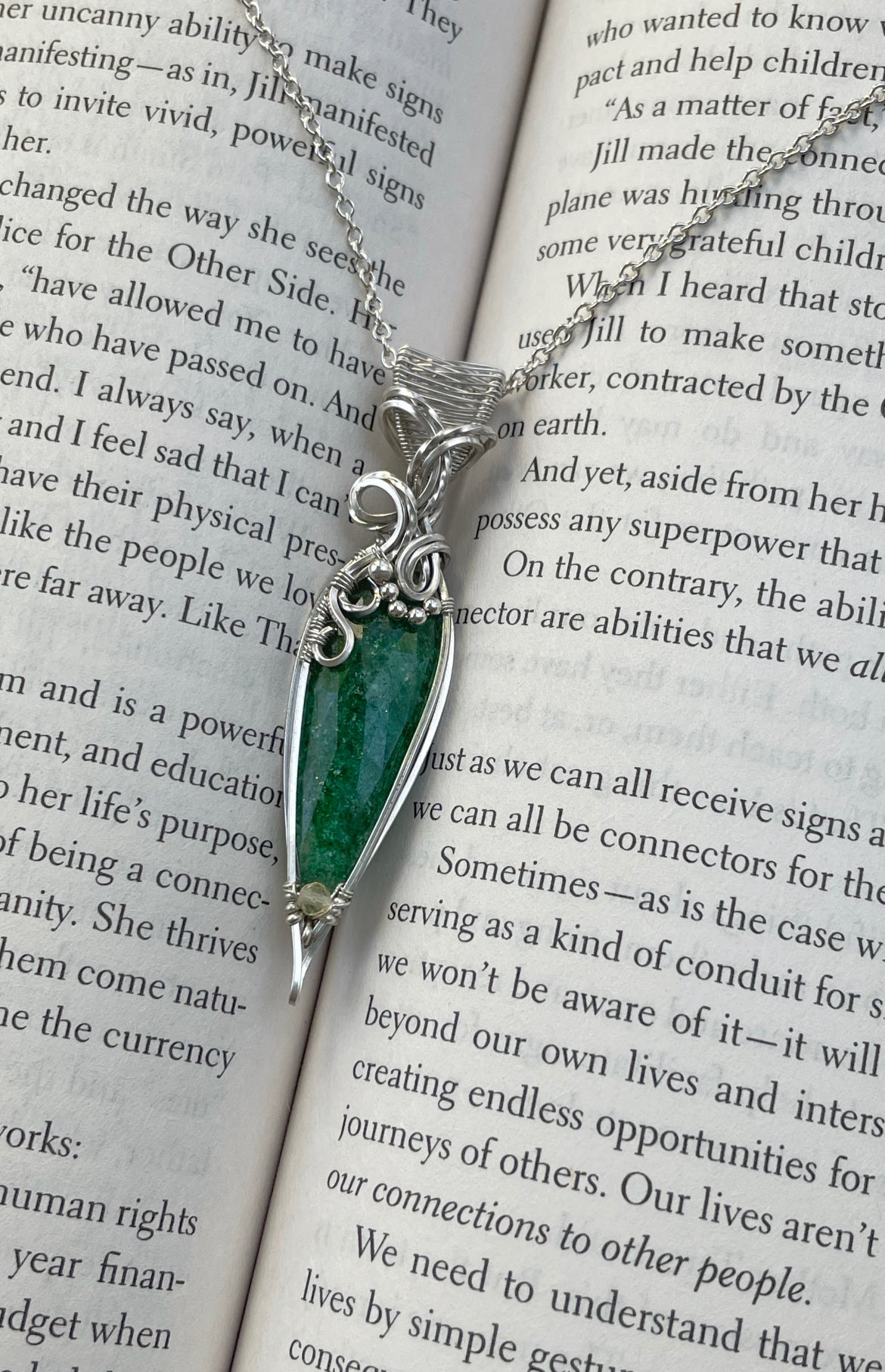 Faceted Green Aventurine Necklace in Argentium Silver