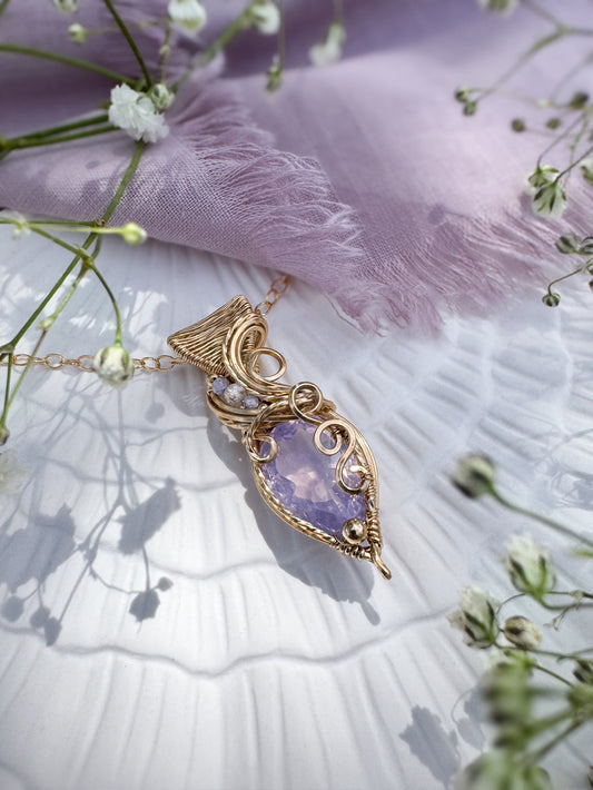 Lavender Quartz, Tanzanite, & Natural Zircon Necklace