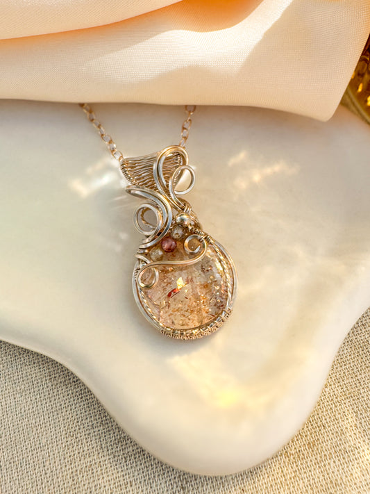 Confetti Sunstone, Natural Zircon & Andesite Necklace