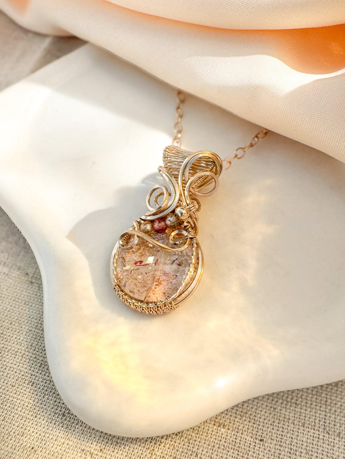 Confetti Sunstone, Natural Zircon & Andesite Necklace
