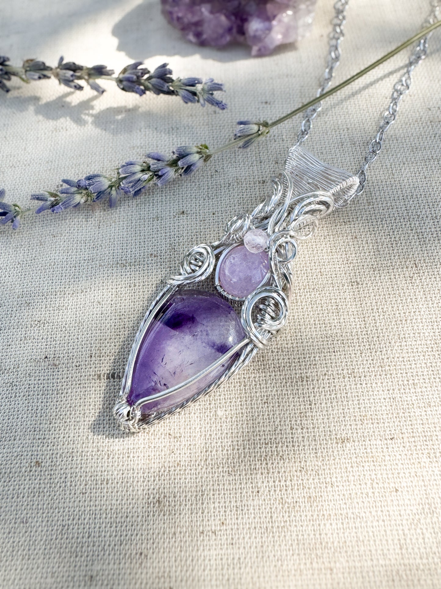 Trapiche Amethyst, Kunzite, Morganite Necklace