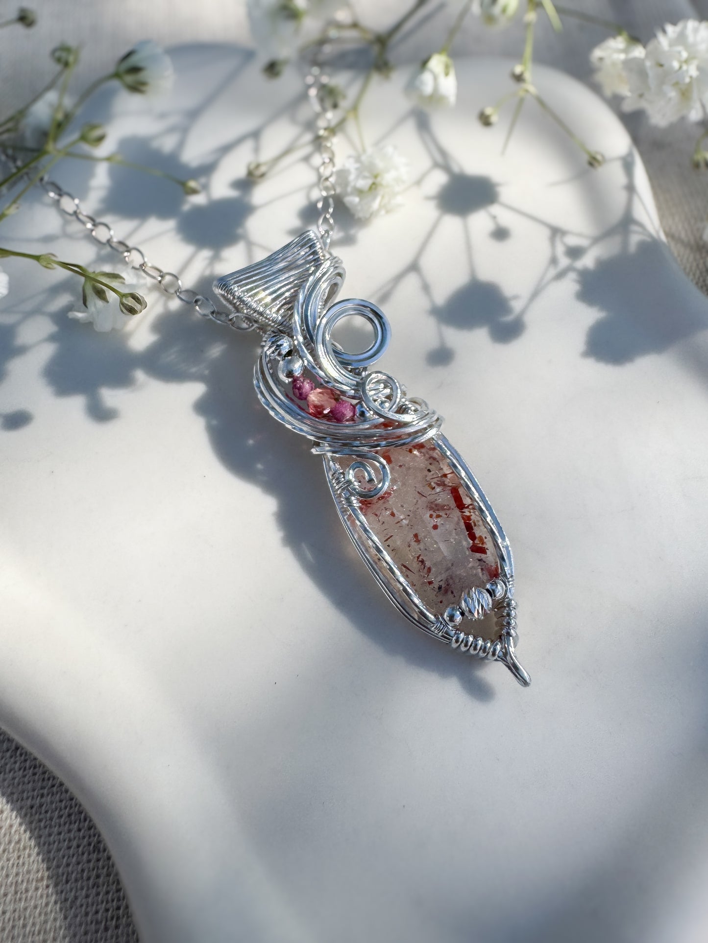 Confetti Sunstone, Andesine & Natural Ruby Necklace