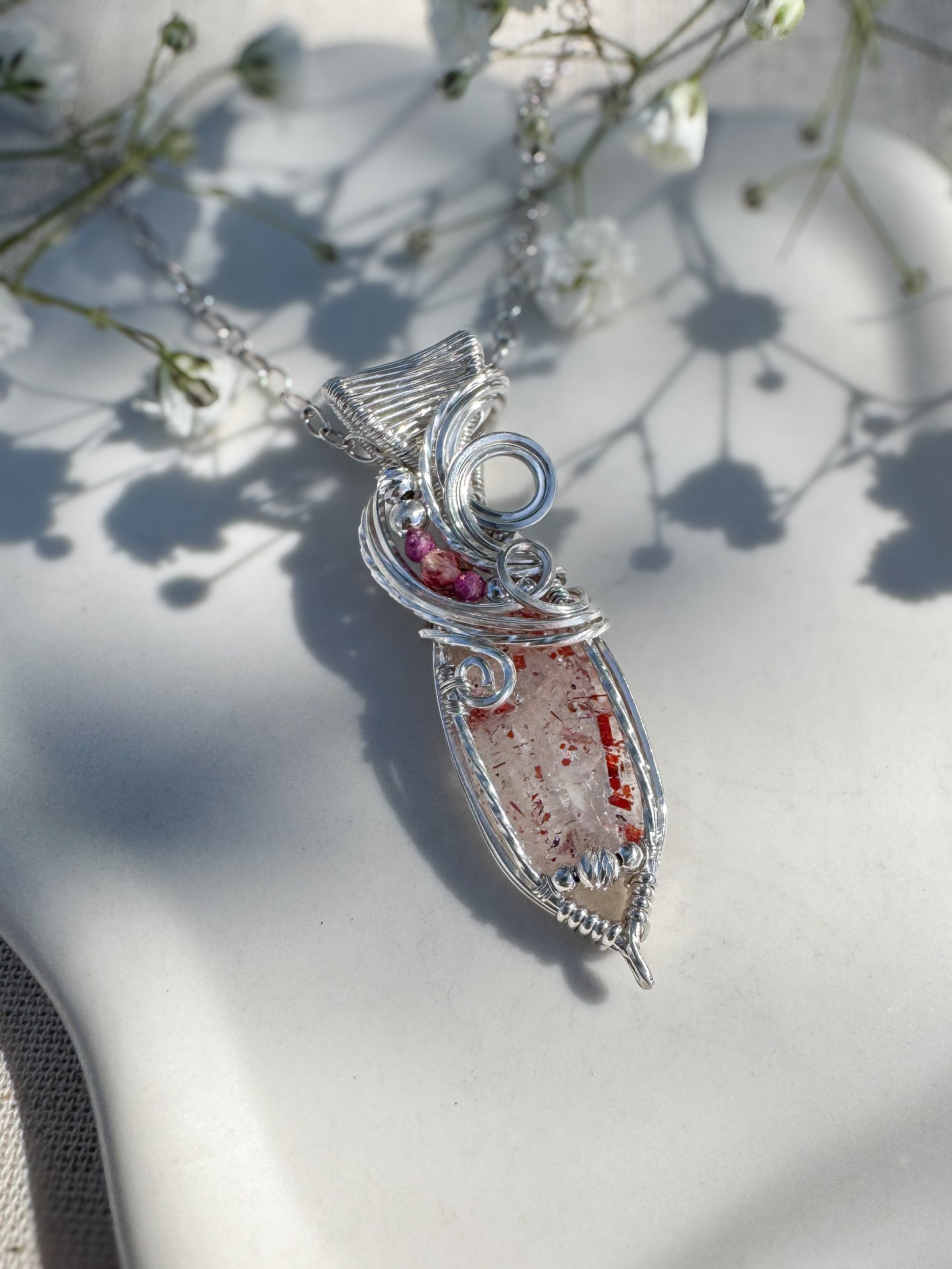 Confetti Sunstone, Andesine & Natural Ruby Necklace