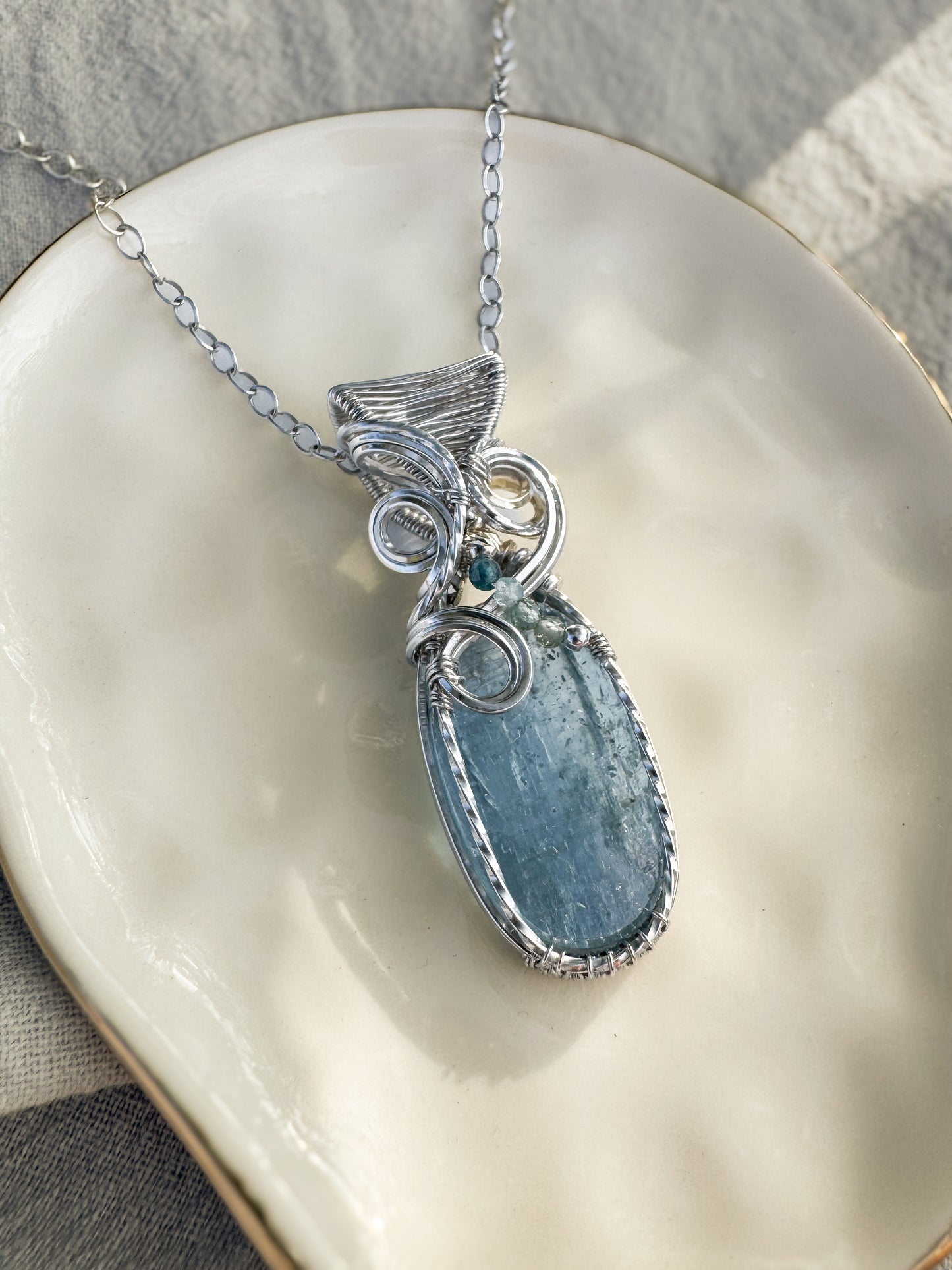 Blue Kyanite, Green Apatite & Blue Apatite Necklace