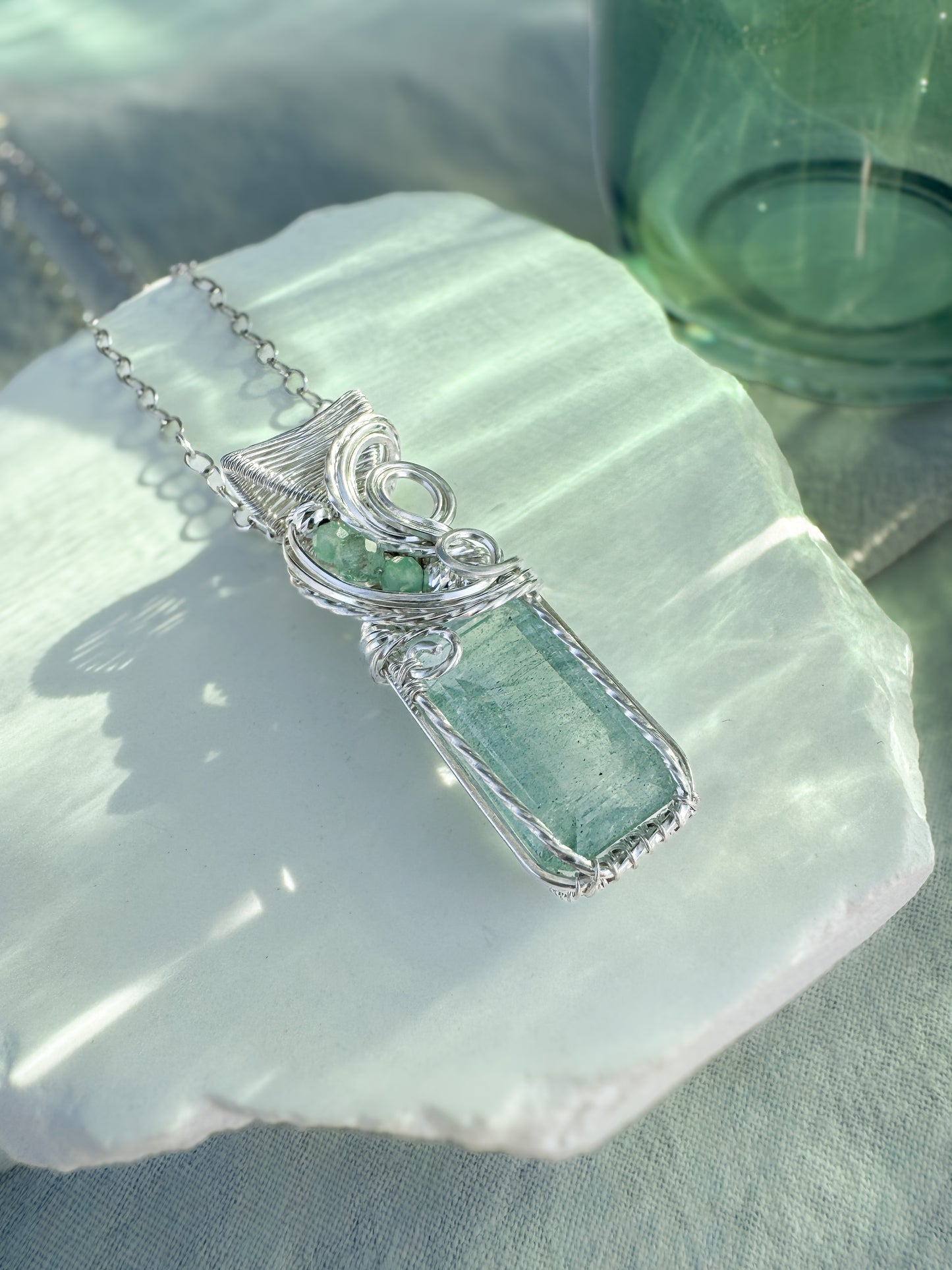 Faceted Aquamarine, Aqua Apatite & Chrysoprase Necklace