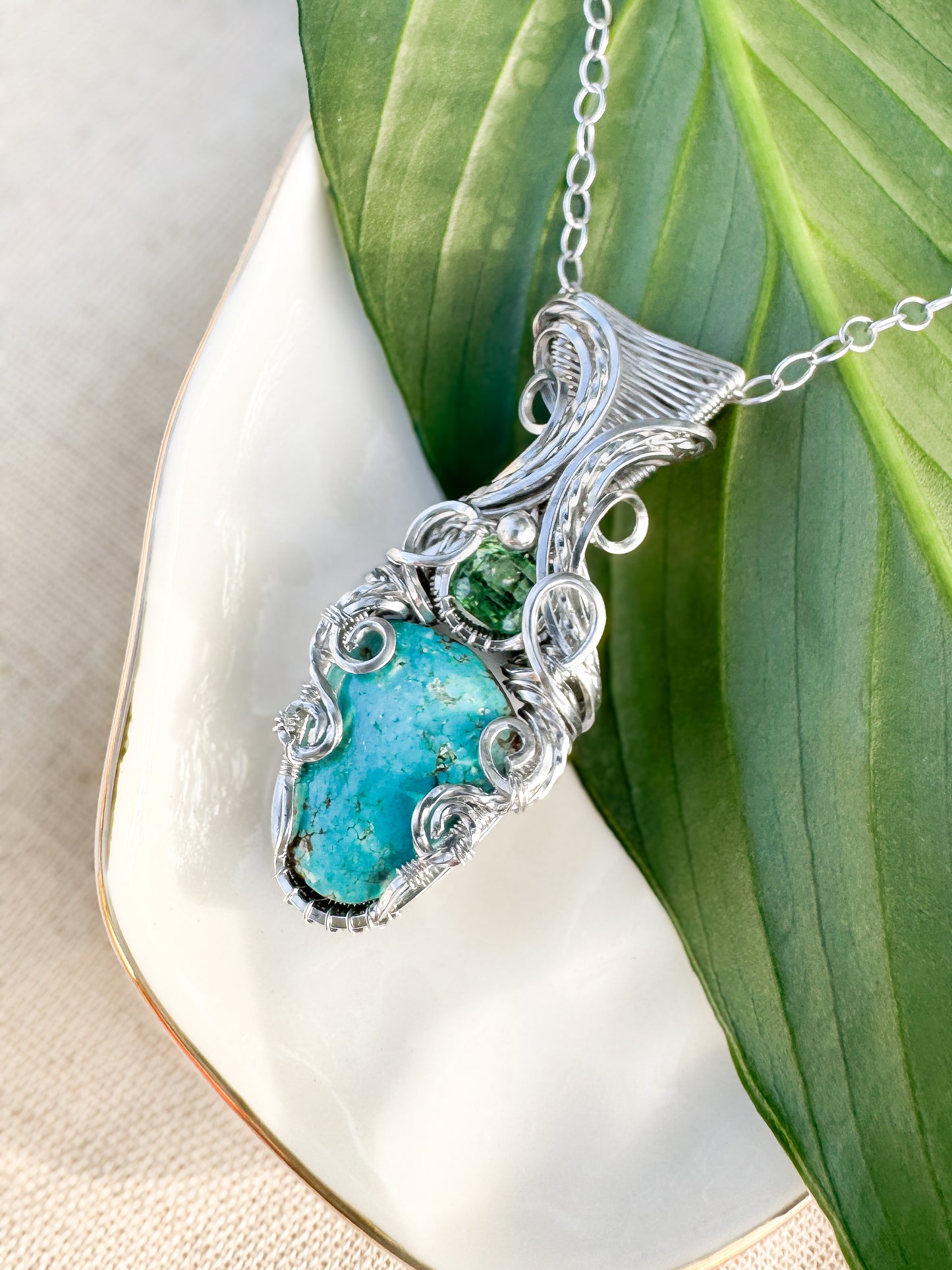 #8 Nevada Turquoise & Green Tourmaline (Nigeria) Necklace