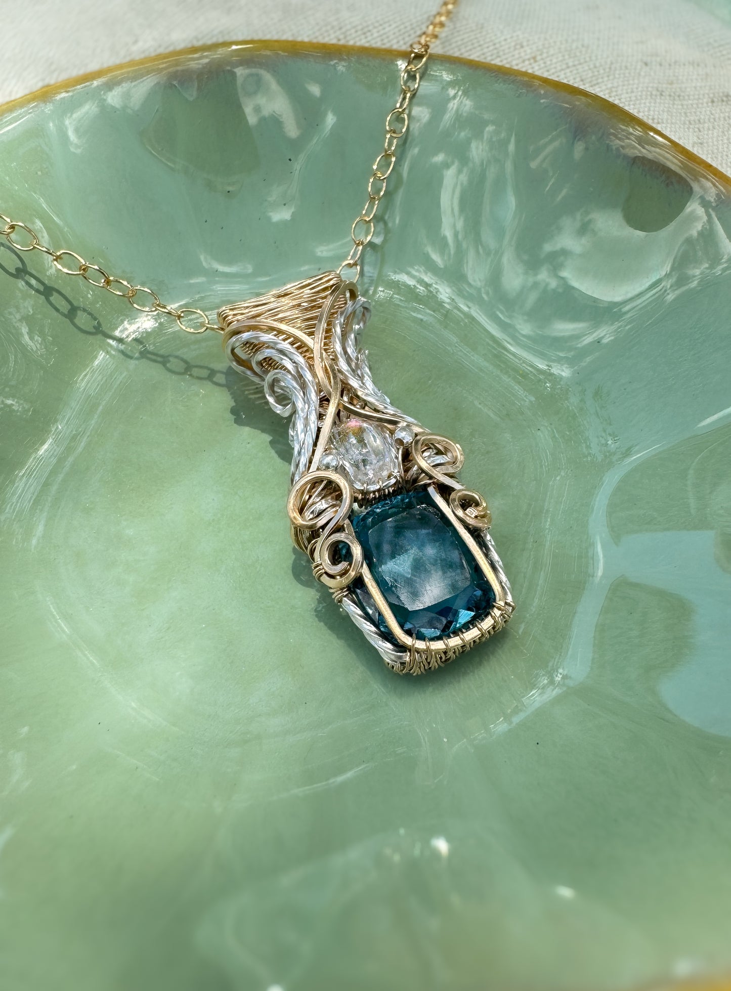 Teal Fluorite & Madagascar Moonstone Necklace